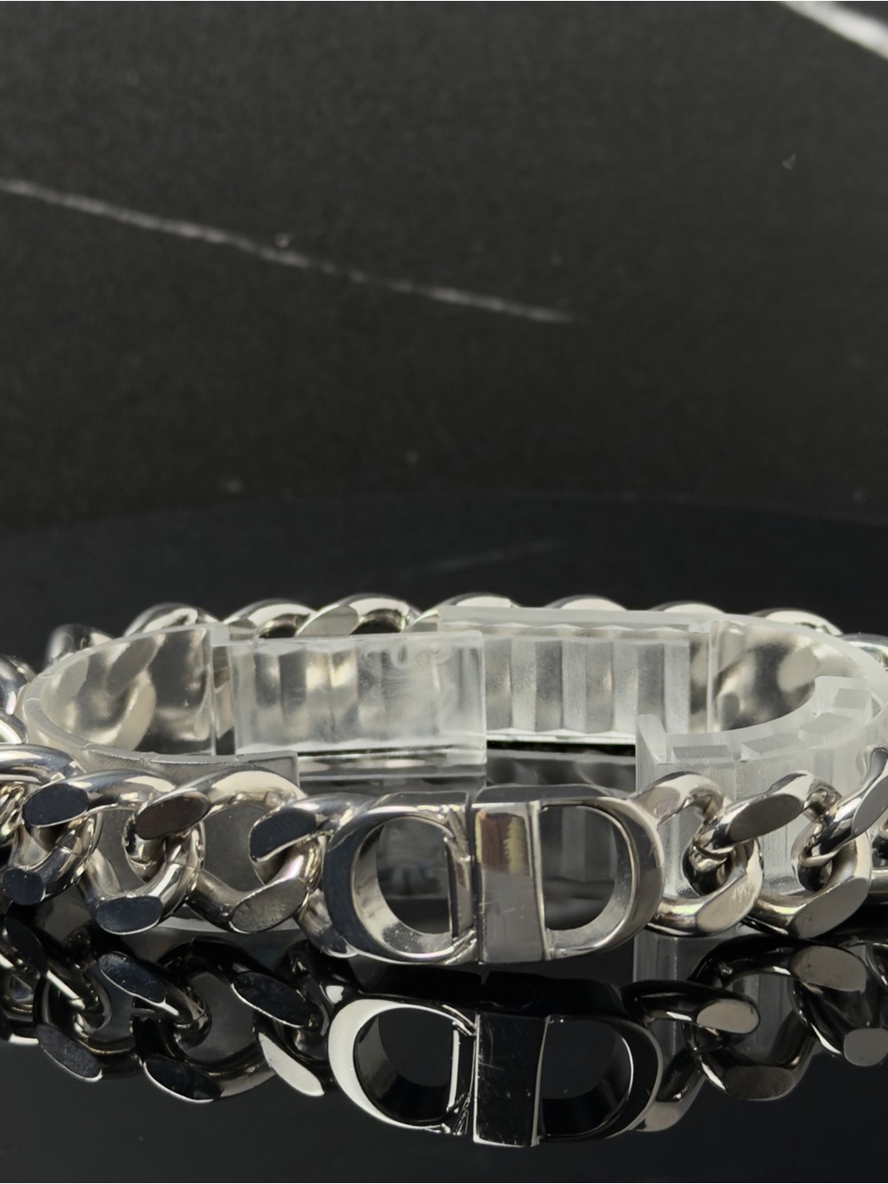 Dior Silver Chain Bracelet with CD Logo